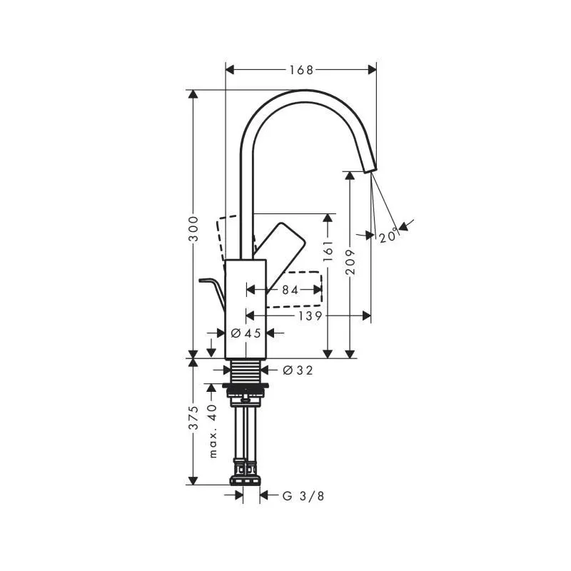 Praustuvo maišytuvas Hansgrohe Vivenis, chromo sp.