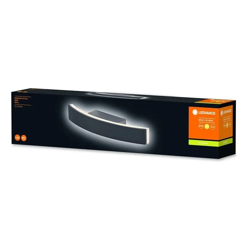 Sieninis lauko šviestuvas Ledvance-Osram Endura Style, 7W, LED, IP44, pilkas, 27 cm x 5.8 cm