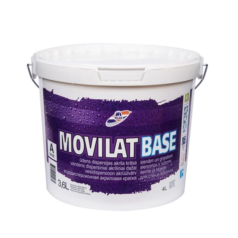 Krāsa dispers movilat base 3,6 l balta