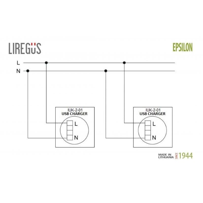 Usb lādētājs ligzda įuk-2-01 balts ep