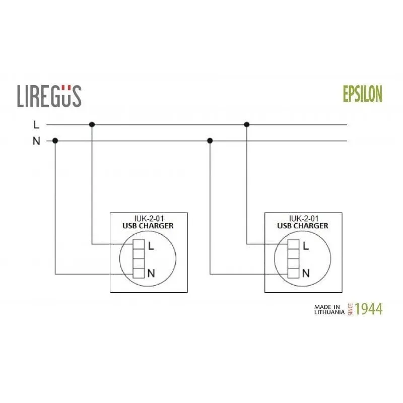 Usb lādētājs ligzda įuk-2-01 balts ep