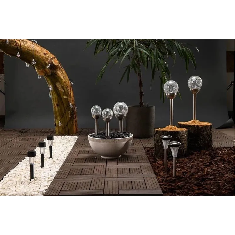 Iedurams gaismeklis ar saules bateriju Domoletti TH031A-L, 0.06W, IP44, sudraba krās.