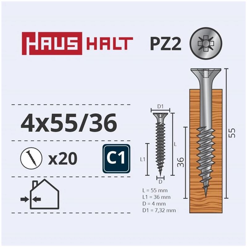 Skrūve kokam 4.0x55-36 w zp20gab g1