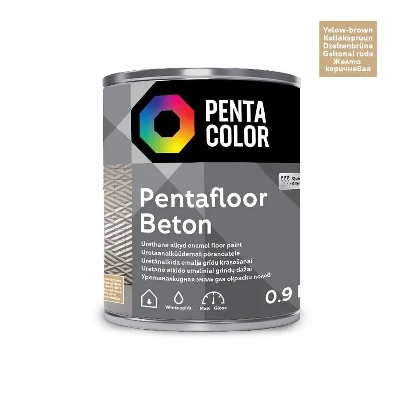 Grīdas krāsa Pentacolor Pentafloor Beton, dzeltenbrūna krās., 0.9 l