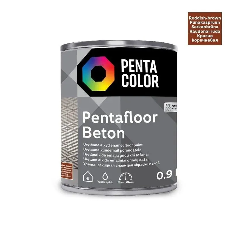 Grīdas krāsa Pentacolor Pentafloor Beton, sarkanbrūna krās., 0.9 l