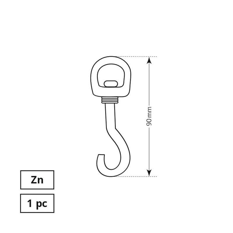 Āķis ķēdei 5x90mm 1gb