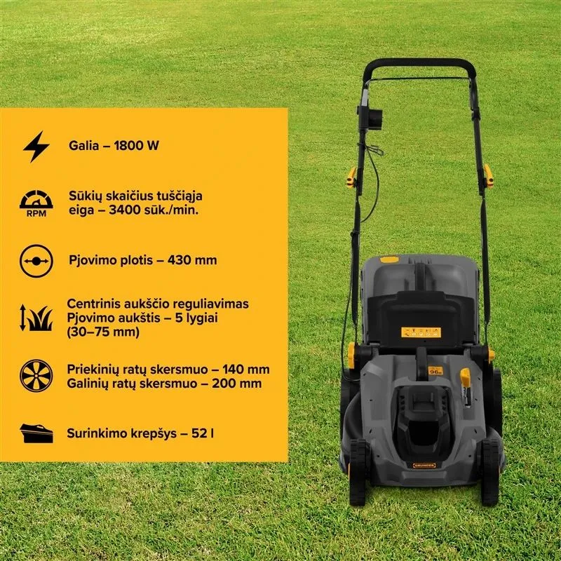 Elektrinė vejapjovė Grunder A01-002B, 1800 W