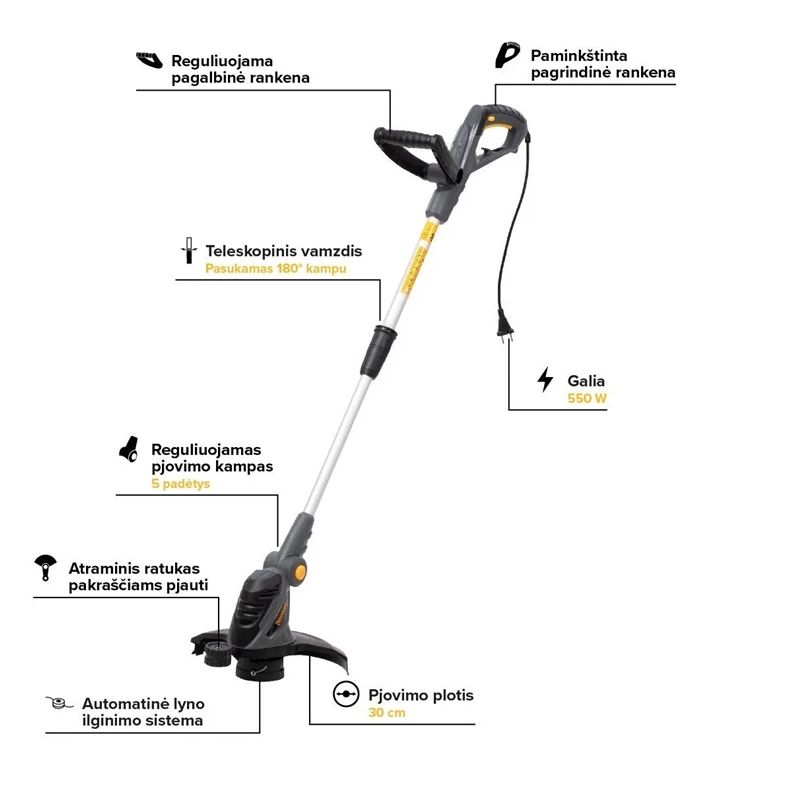 Zāl.pļaujmaš. elekt.grunder 550w 30cm