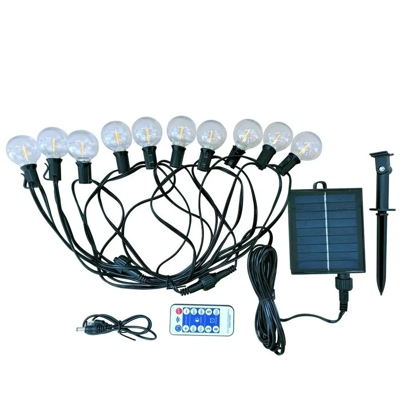 Гирлянда с лампочками на солнечной батарее Domoletti, IP44, черный цв.