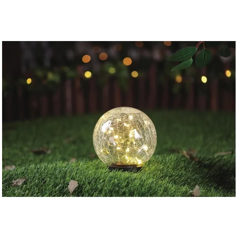 Solar crackle glass orb light15cm 100969