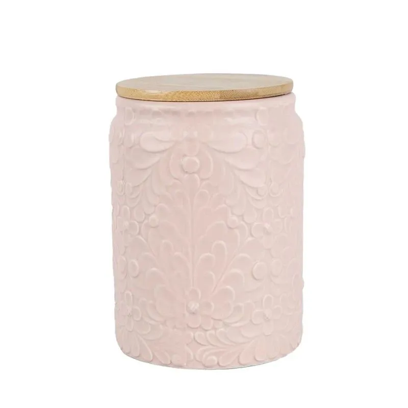 Canister bamb lid pink 9.2x15.6cm 730ml
