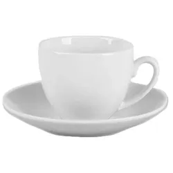 Puodelis su lėkštute Domoletti Casual 199D-004-TSS, balta sp., 0.08 l