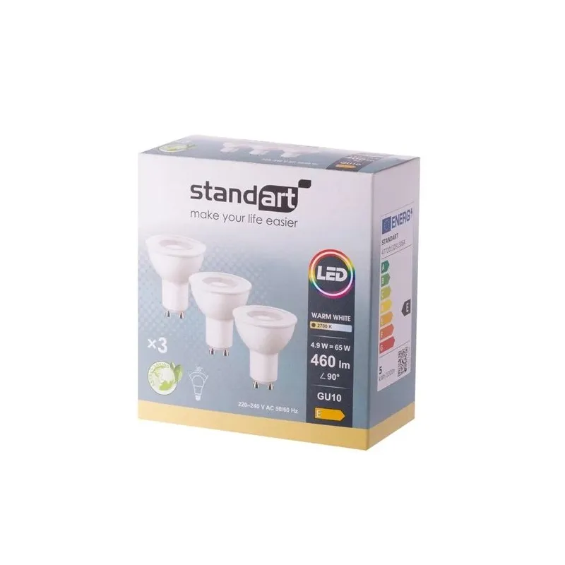Spuldze Standart Integrētā LED spuldze, MR11, 2700 °K, GU10, 4.9 W, 460 lm, 3 gab.