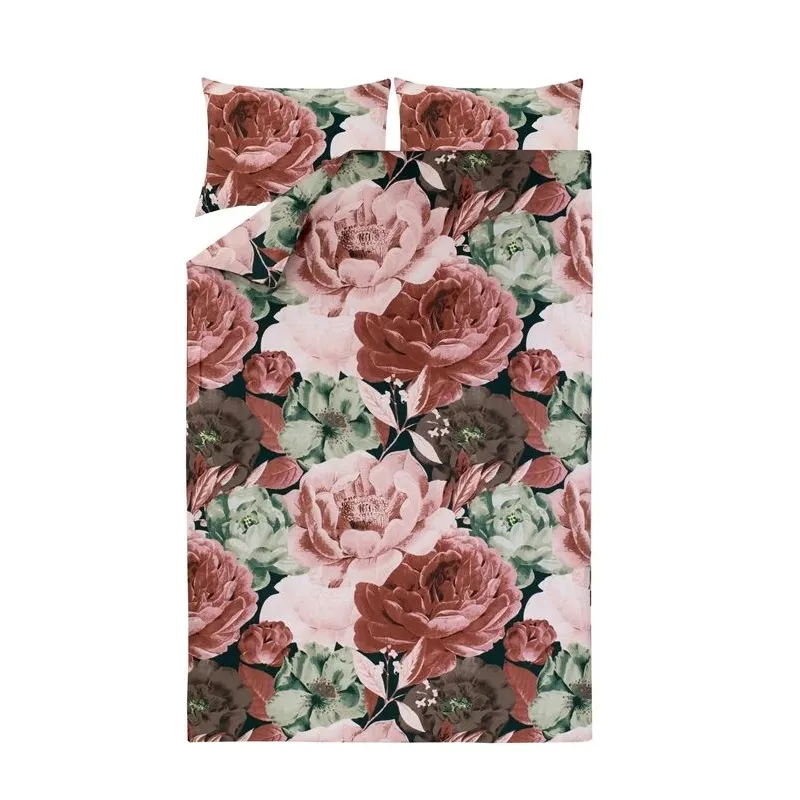 Gultas veļas komplekts Domoletti Vintage Rosei, zaļa krās.-rozā krās., 200 x 220 cm