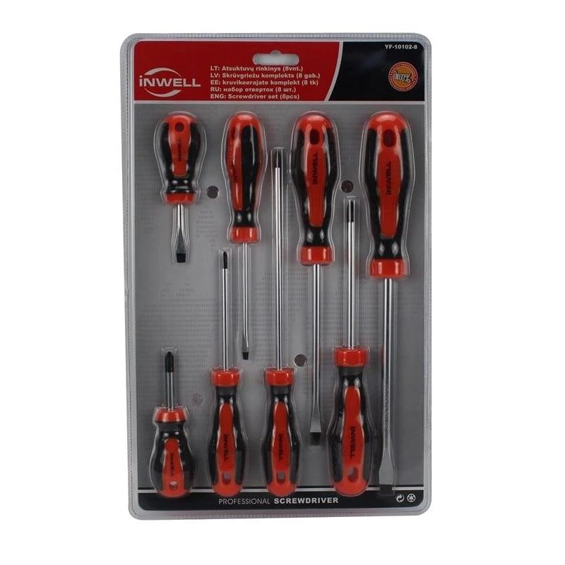 Skruvgriežu komplekts YF-10102-8, 8 gab.