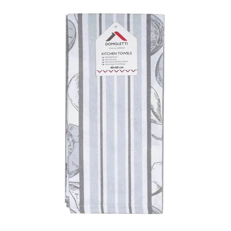 Virtuves dvieļu komplekts Domoletti PMM-KT06C, pelēka, 60 cm x 40 cm, 3 gab.