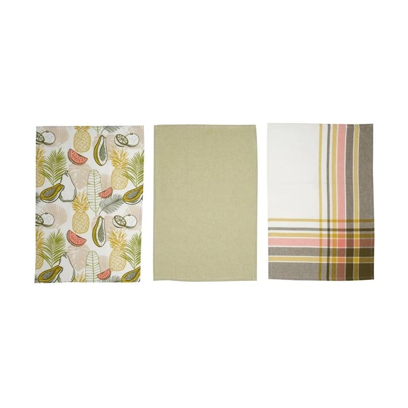 Virtuves dvieļu komplekts Domoletti PMM-KT07C, gaiši zaļš krās., 60 cm x 40 cm, 3 gab.