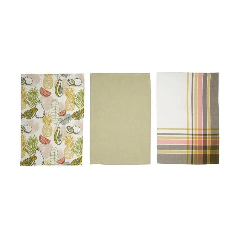 Virtuves dvieļu komplekts Domoletti PMM-KT07C, gaiši zaļš krās., 60 cm x 40 cm, 3 gab.