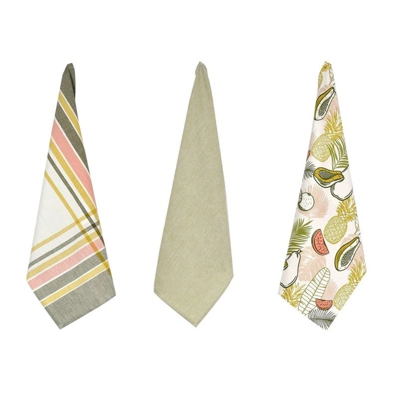 Virtuves dvieļu komplekts Domoletti PMM-KT07C, gaiši zaļš krās., 60 cm x 40 cm, 3 gab.