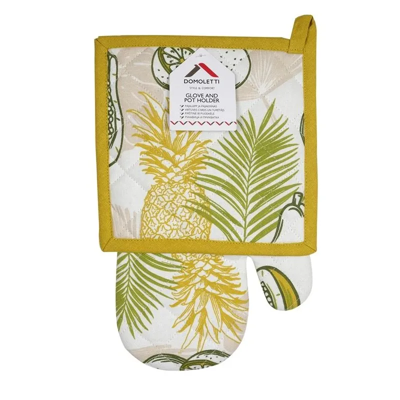 Cepeškrāsns dūraiņu un katlu turētāju komplekts Domoletti PMM-G14084C, 18 cm x 31 cm, zaļa krās.