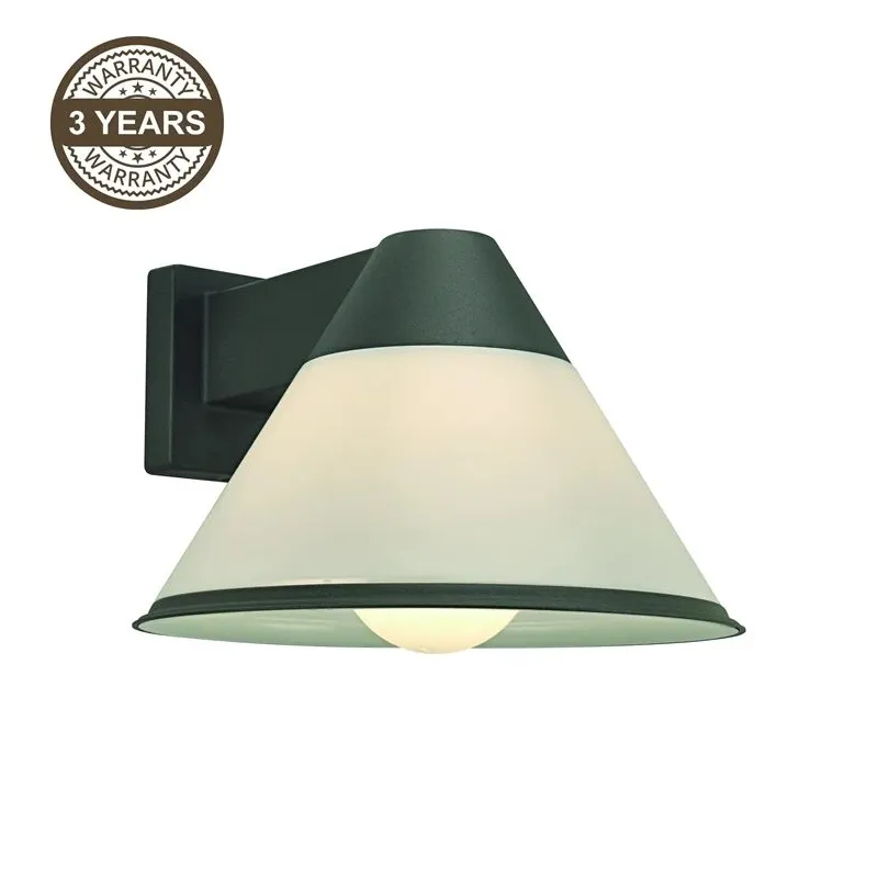 Āra sienas lampa Domoletti Rocco, 60W, E27, IP44, melna krās., 23 cm x 17 cm