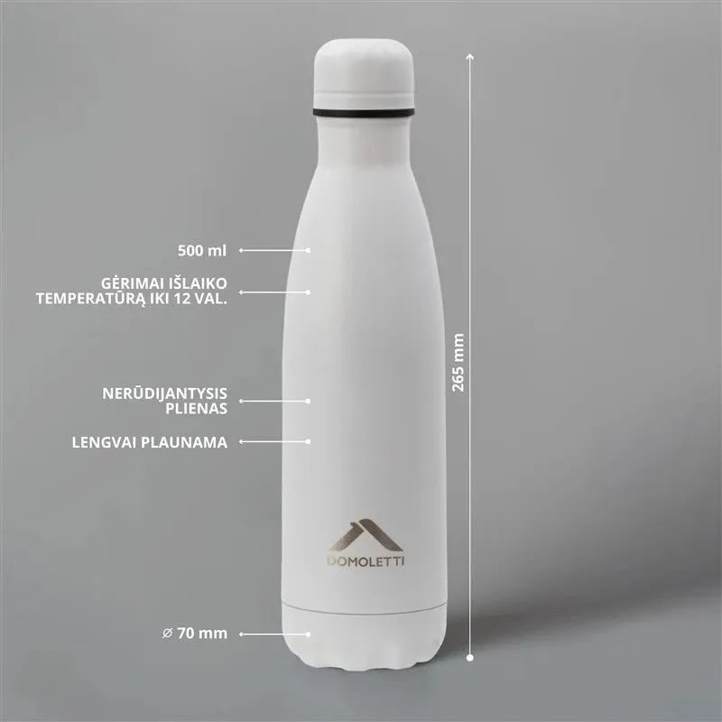 Термобутылка Domoletti, белый цв., нержавеющая сталь, 0.5 л