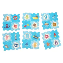 Kilimėlis kūdikiams - dėlionė Ocean - Number, 16.7 cm x 16.7 cm, 24 vnt, mėlyna sp.
