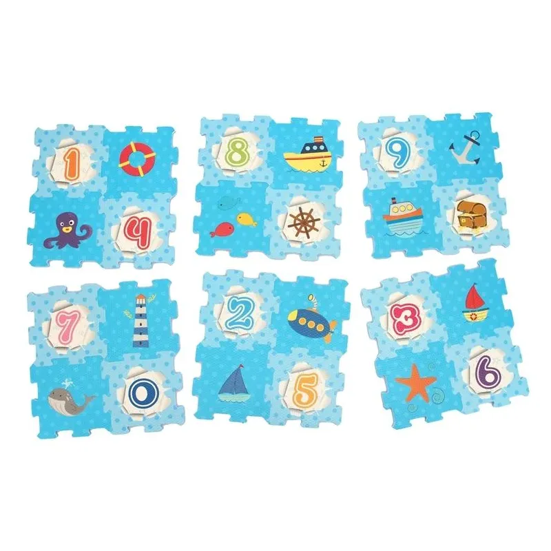 Paklājiņš mazuļiem - puzle Ocean - Number, 16.7 cm x 16.7 cm, 24 gab, zila