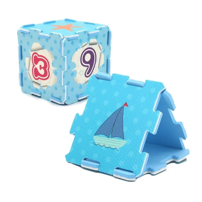 Paklājiņš mazuļiem - puzle Ocean - Number, 16.7 cm x 16.7 cm, 24 gab, zila