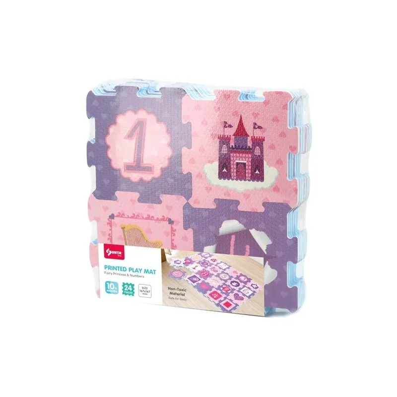 Paklājiņš mazuļiem - puzle Princes - Number, 16.7 cm x 16.7 cm, 24 gab, rozā