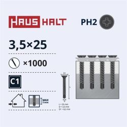Kokskrūves ģ.len.3.5x25 met.urb.1000gab