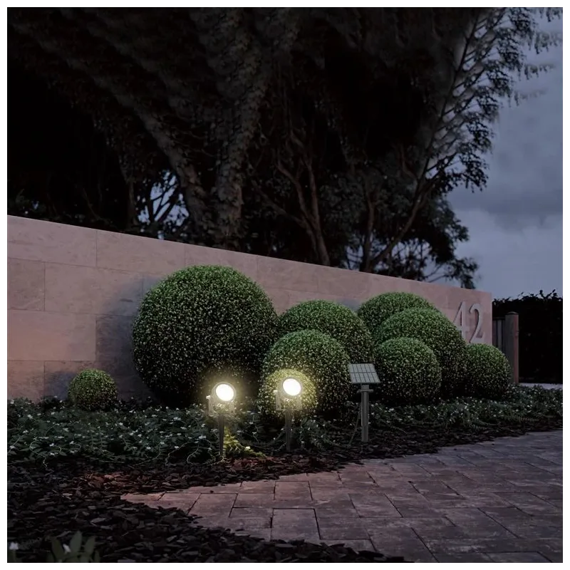 Iedurams gaismeklis ar saules bateriju Domoletti Spiky, 1W, IP44, melna