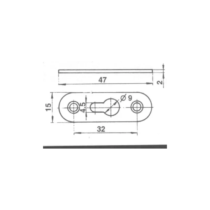 Pakabinimo ąselė F4-128. 15 x 47 x 2 mm. 1 vnt.