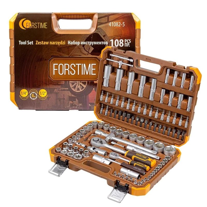 Galvučių ir antgalių rinkinys FORSTIME 108 vnt