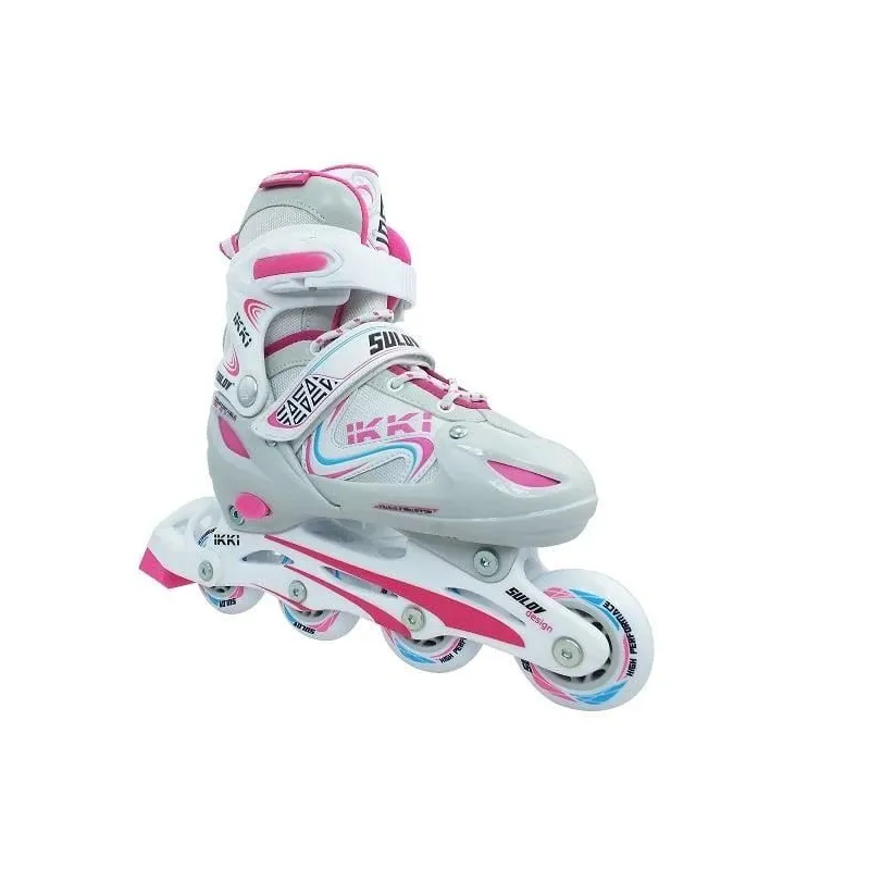 Skrituļslidas Ikki, balta-rozā-pelēka, 35-38