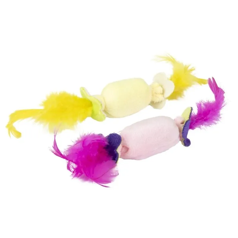 Žaislas katėms minkštas su plunksnomis