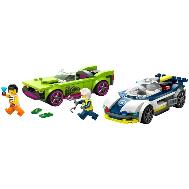 Konstruktorius LEGO City Police Policijos automobilis ir galingo automobilio gaudynės 60415, 213 vnt.