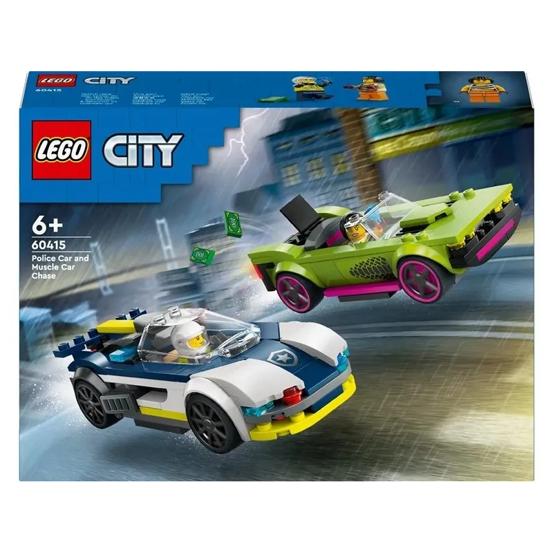 Konstruktorius LEGO City Police Policijos automobilis ir galingo automobilio gaudynės 60415, 213 vnt.