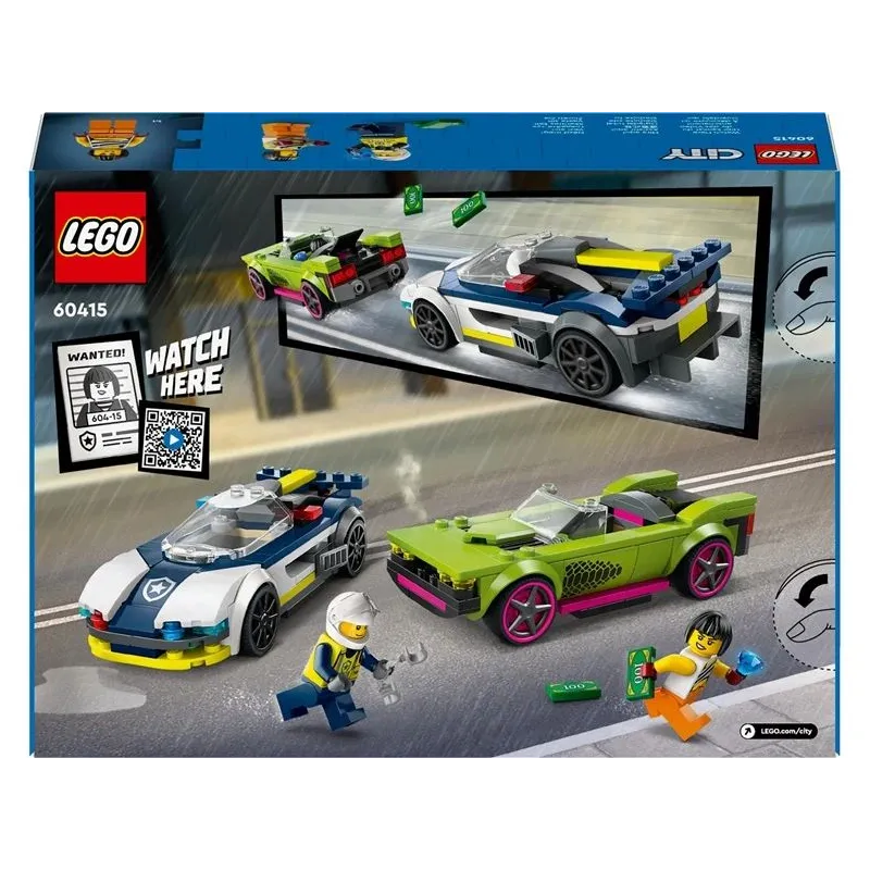 Konstruktorius LEGO City Police Policijos automobilis ir galingo automobilio gaudynės 60415, 213 vnt.