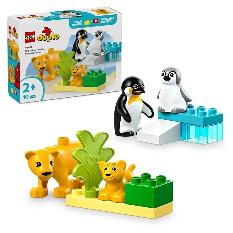 Konstruktors LEGO DUPLO Town Savvaļas dzīvnieku ģimenes: Pingvīni un lauvas 10442, 10 gab.