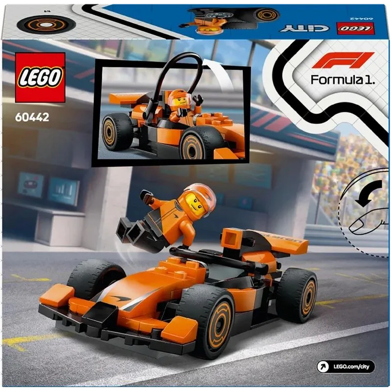 Konstruktors LEGO City F1 pilots ar McLaren sacīkšu auto 60442, 86 gab.