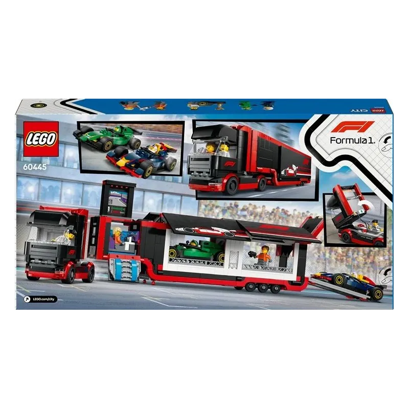 Konstruktors LEGO City F1 kravas auto ar RB20 un AMR24 F1 auto 60445, 1086 gab.