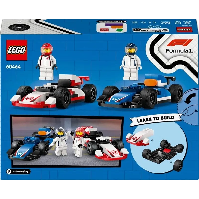 Konstruktors LEGO City F1 Williams Racing un Haas F1 sacīkšu auto 60464, 92 gab.