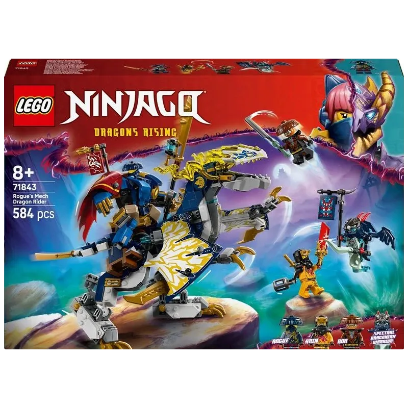 Konstruktorius LEGO Ninjago Rogue robotas drakono raitelis 71843, 584 vnt.