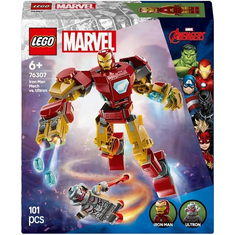Konstruktors LEGO Marvel Dzelzs vīra robots pret Ultronu 76307, 101 gab.