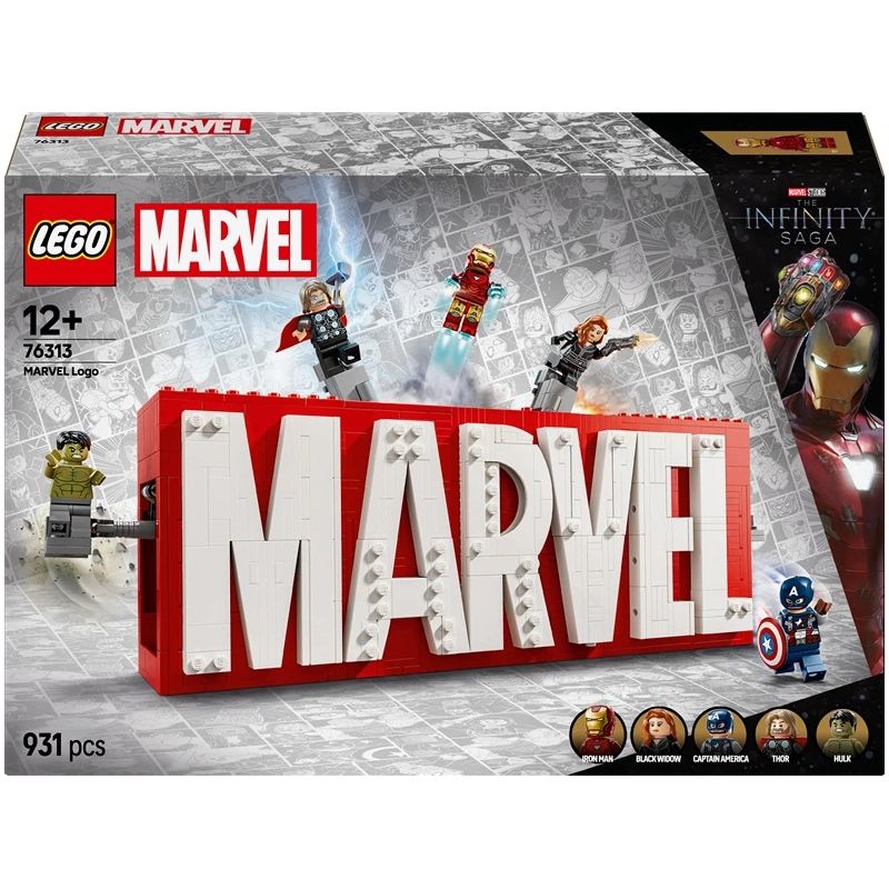 Konstruktors LEGO Marvel MARVEL logotips un minifigūras 76313, 931 gab.