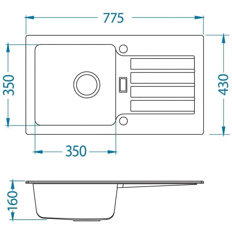 Plautuvė Alveus Niagara 30. 78 x 43.5 x 16 cm