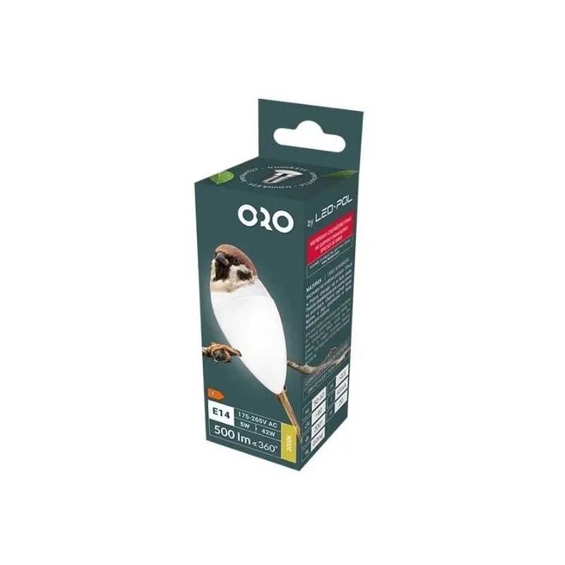 Lemputė Oro LED, C37, 4000 °K, E14, 5 W, 500 lm