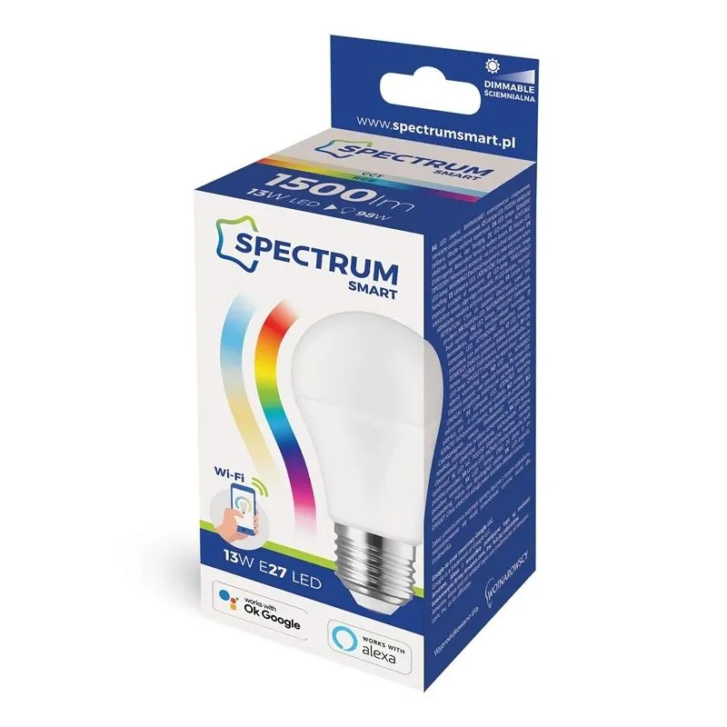 Viedā spuldze Spectrum LED, A65, 3000 - 6000 °K, E27, 13 W, 1500 lm