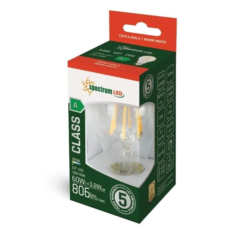 Spuldze Spectrum LED, A60, 3000 °K, E27, 3.8 W, 806 lm